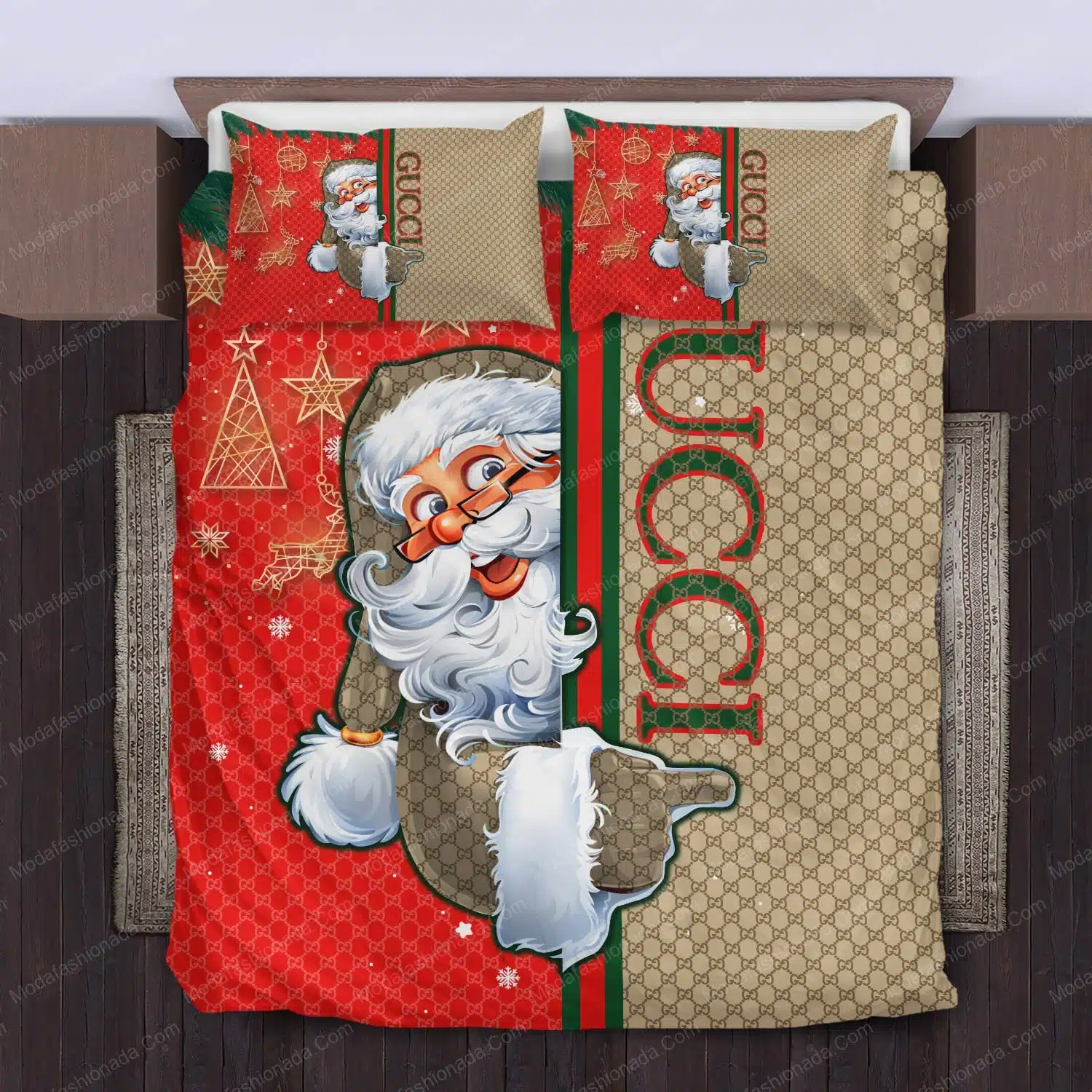 Santa Claus Gucci Pattern Bedding Sets