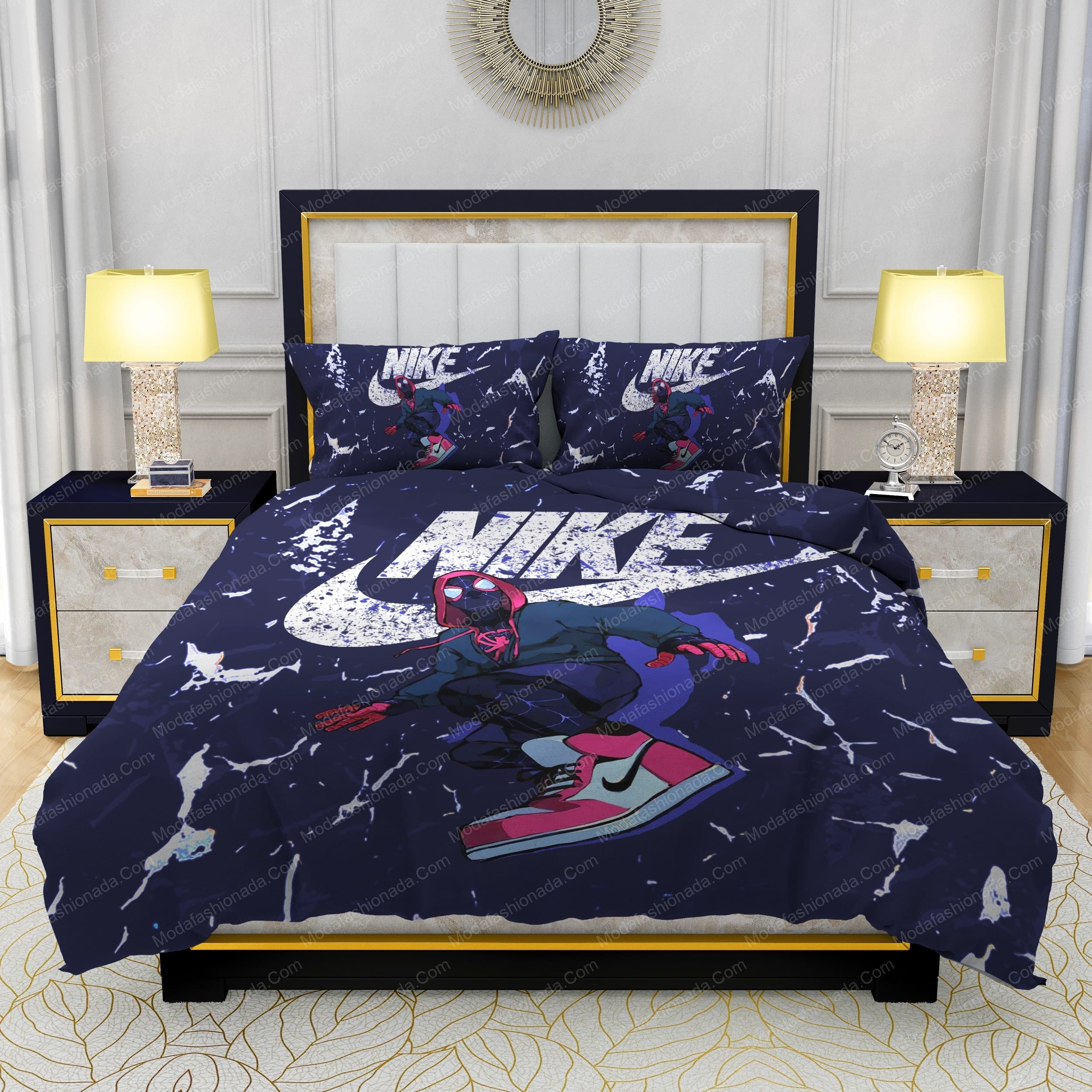 Spider Man And Famous Nike Air Jordan Design & Quality Comfortable 4 Pieces Bedding Sets - Modafashionada.Com