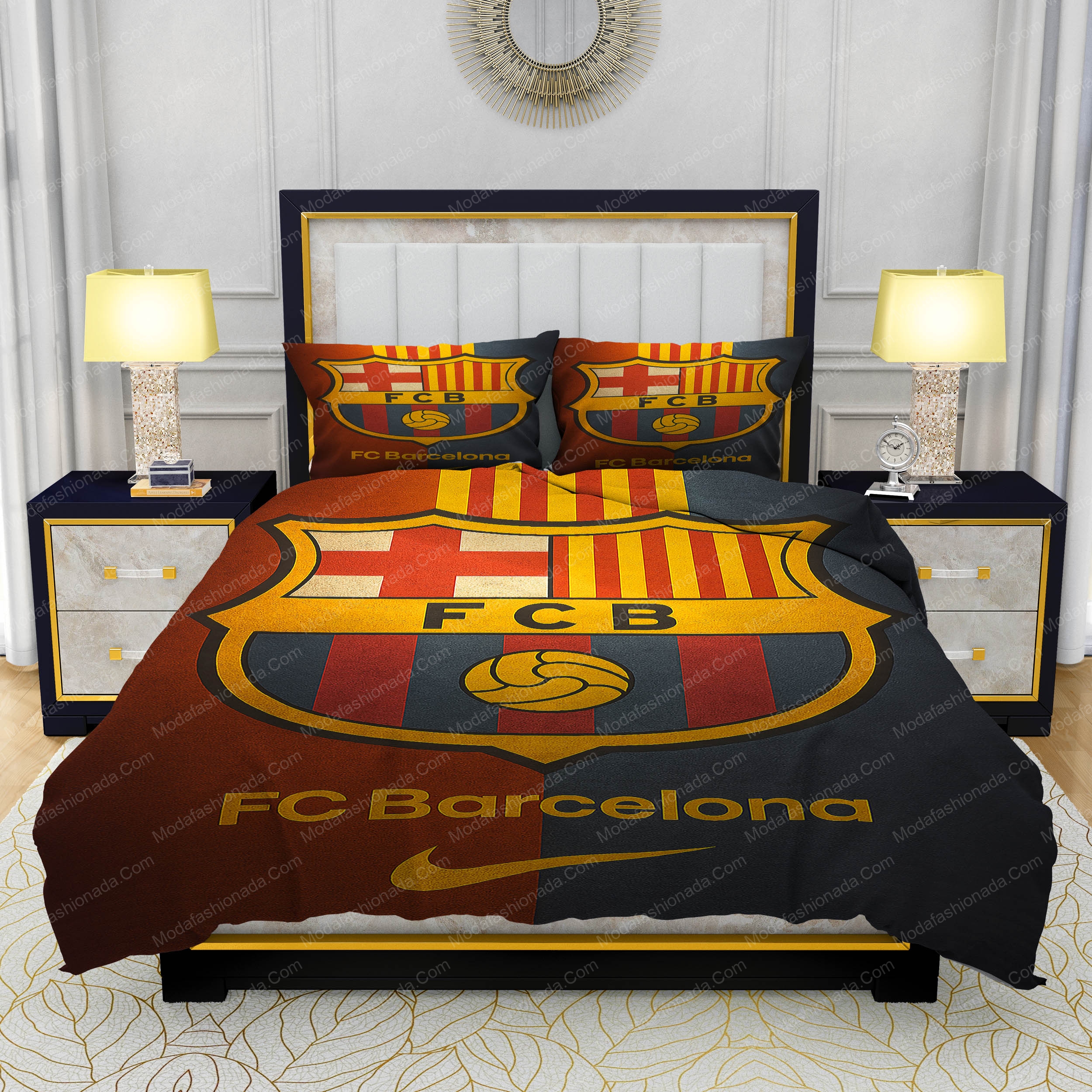 Barcelona Nike Vintage Bedding Set Split-Tone Shield Design